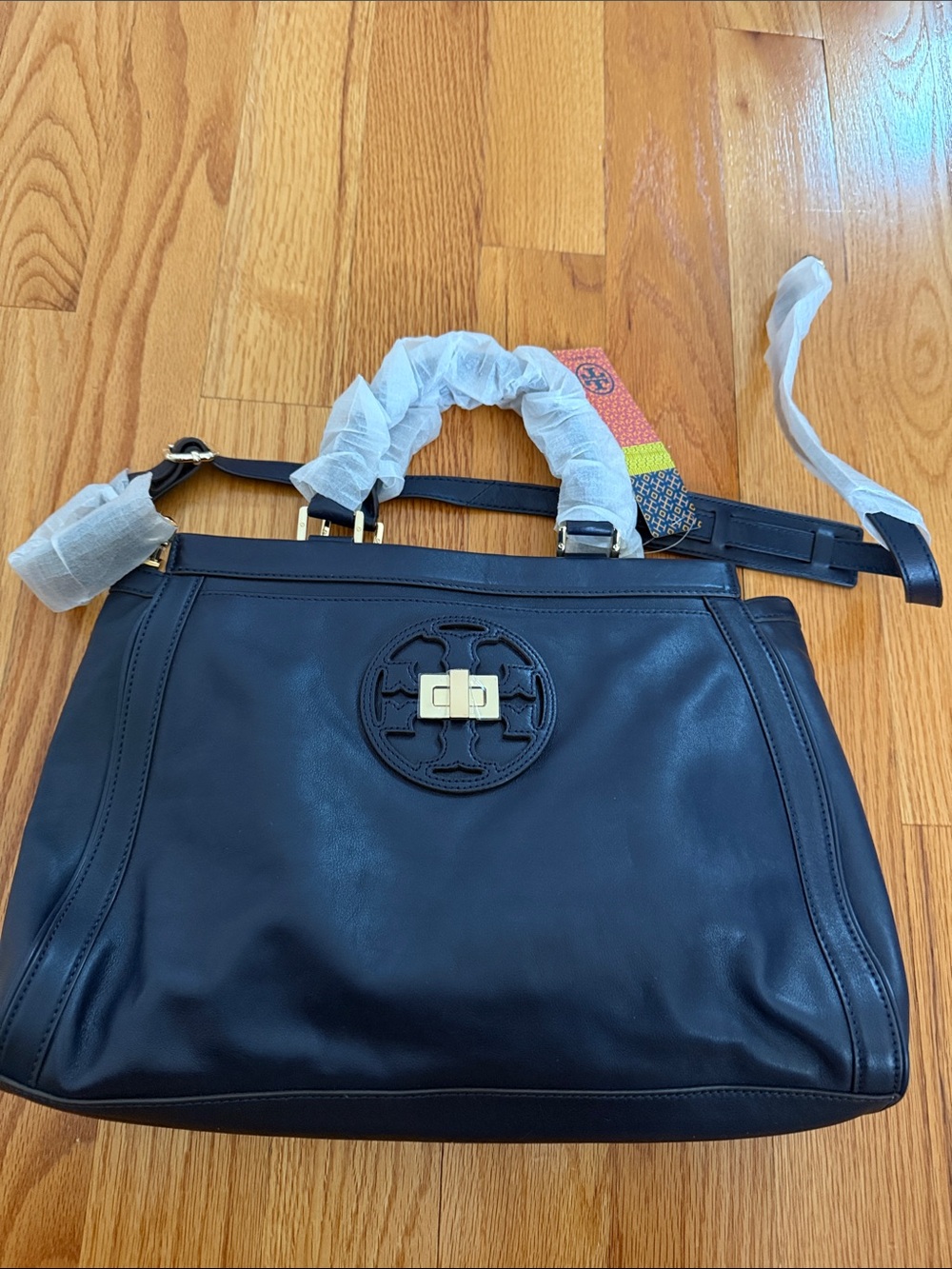 Tory Burch Navy blue Leather Satchel with Gold Hardware - Brand new with tags